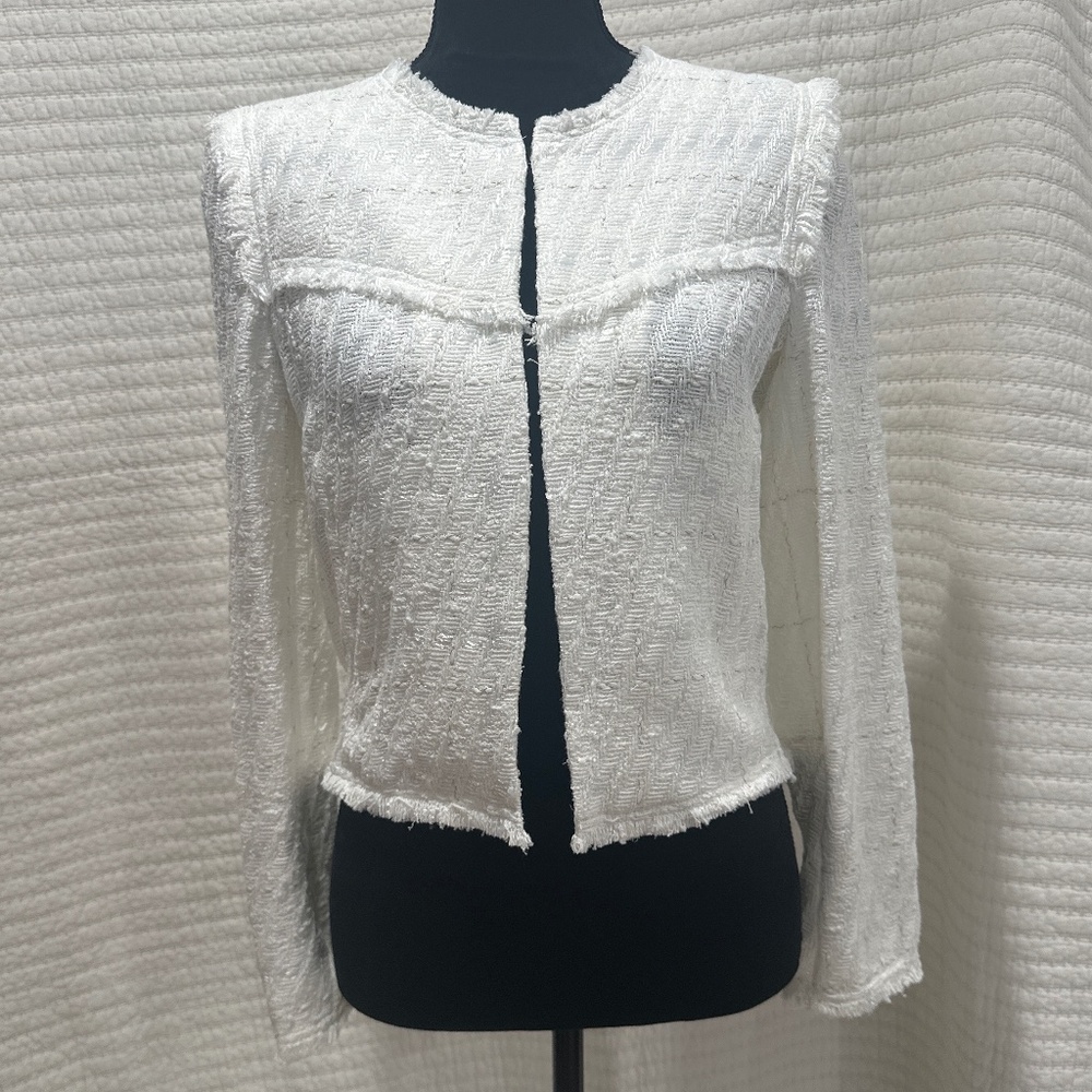 IRO WHITE LUBNA TWEED JACKET MSRP $425 NWT